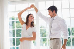 Loving couple dancing at home 1